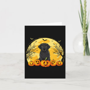 Womens Black Labrador Dog Pumpkins Halloween Card