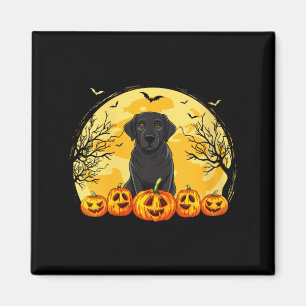 Womens Black Labrador Dog Pumpkins Halloween Magnet