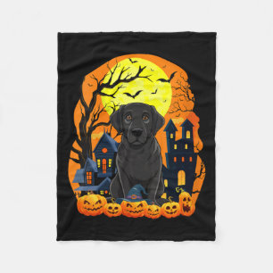 Womens Black Labrador Dog With Pumpkins Funny Y Fleece Blanket