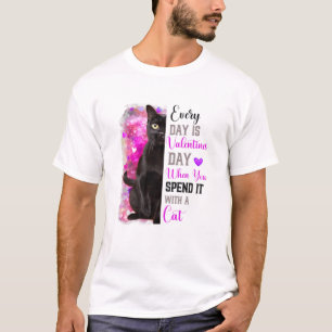 Womens Black Mother Valentines Day Cat Mum Mum Mam T-Shirt