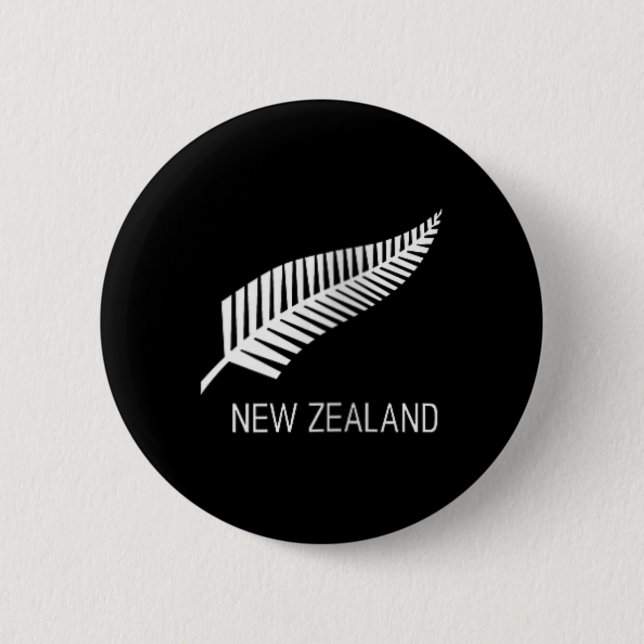 Womens Black New Zealand Fern Shirt Mens Black Pro 6 Cm Round Badge (Front)