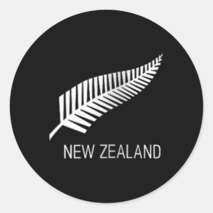 Womens Black New Zealand Fern Shirt Mens Black Pro Classic Round Sticker