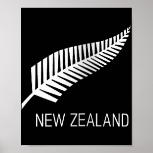 Womens Black New Zealand Fern Shirt Mens Black Pro Poster (Front)