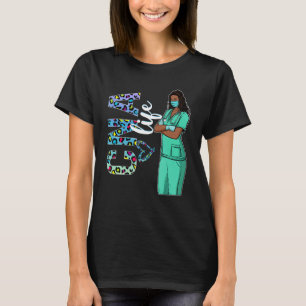 Womens Black Nurse Uniform Afro African Cna Nurse T-Shirt