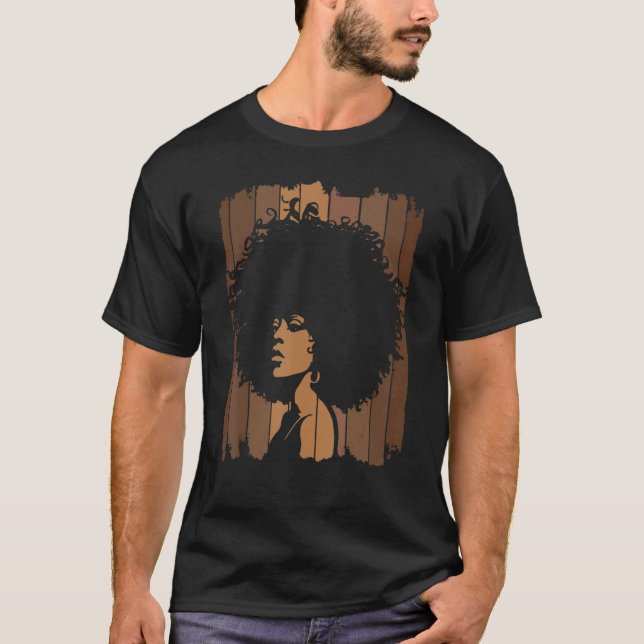 Womens Black Queen Afro Melanin African American P T-Shirt (Front)