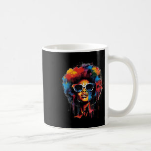 Womens Black Queen Afro Melanin Paint Dripping Jun Coffee Mug