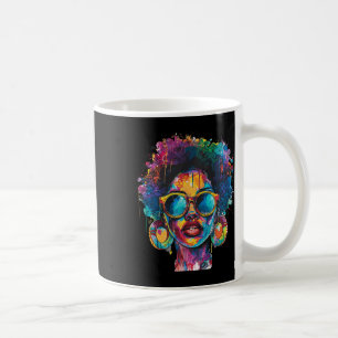 Womens Black Queen Afro Melanin Paint Dripping Jun Coffee Mug