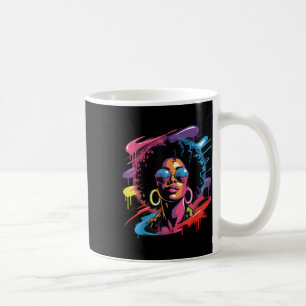 Womens Black Queen Afro Melanin Paint Dripping Jun Coffee Mug