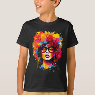 Womens Black Queen Dripping Afro Melanin Juneteent T-Shirt