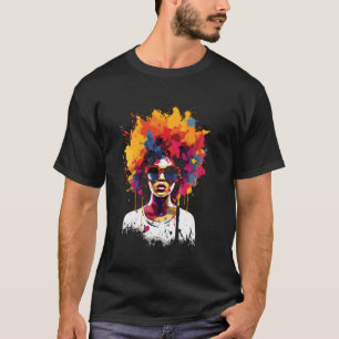 Womens Black Queen Dripping Afro Melanin Juneteent T-Shirt