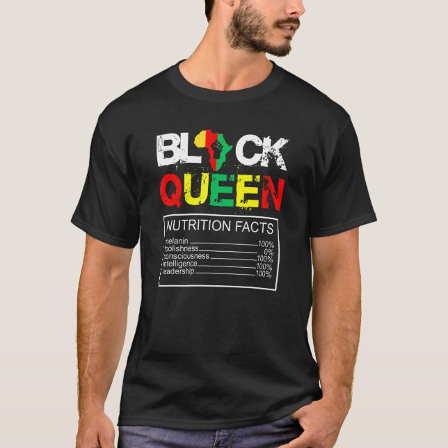 Womens Black Queen Nutritional Facts Girls Funny B T-Shirt (Front)