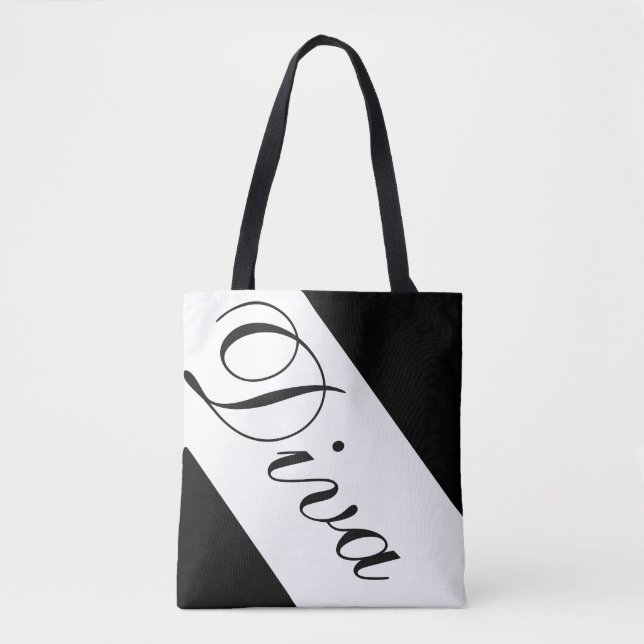 Women's black & white tote bag (Front)
