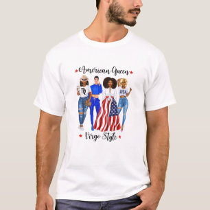 Womens Black Womans Zodiac American Virgo Style Pa T-Shirt