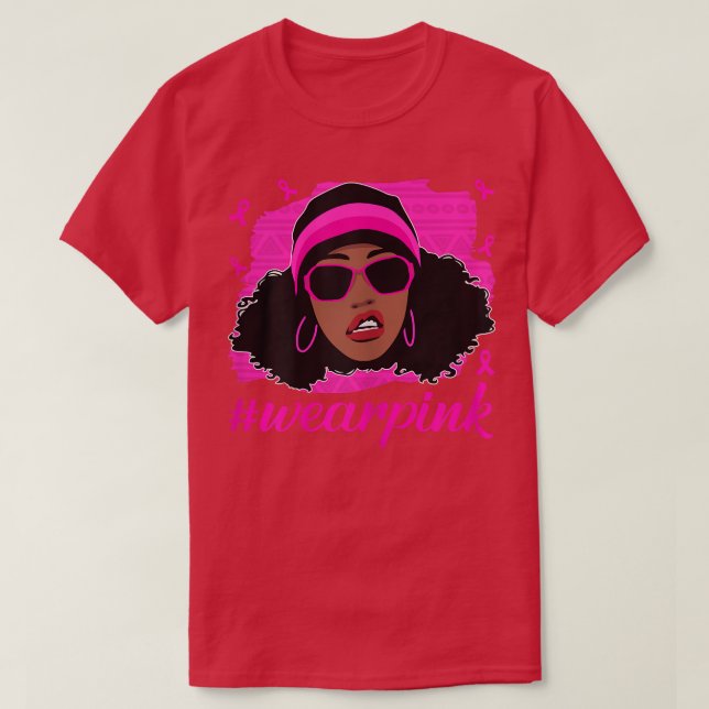 Womens Black Women Wear pink cute breast cancer aw T-Shirt (Design Front)