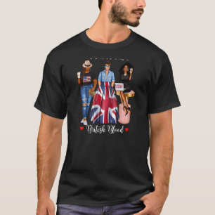 Womens Black Womens British Heritage Half American T-Shirt