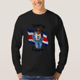 Womens Black Womens Costa Rican Queen Taurus Zodia T-Shirt