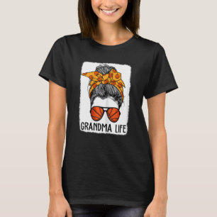 Womens Bleached Basketball Grandma Messy Bun Mum L T-Shirt