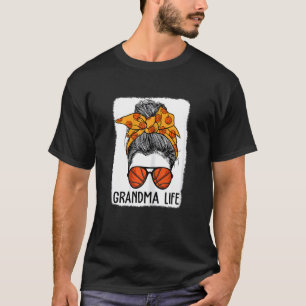 Womens Bleached Basketball Grandma Messy Bun Mum L T-Shirt
