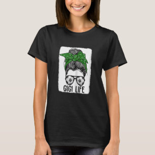 Womens Bleached Soccer Gigi Messy Bun Mum Life Mot T-Shirt