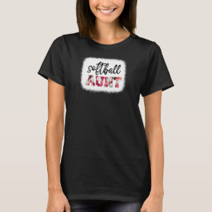 Womens Bleached Softball Aunt Softball Game Day Vi T-Shirt
