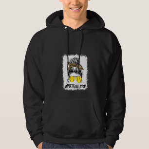 Womens Bleached Softball Mum Life Leopard Messy Bu Hoodie