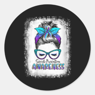 Womens Bleached Suicide Prevention Awareness Week Classic Round Sticker