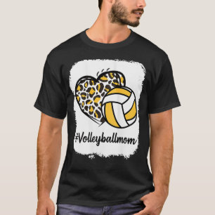 Womens Bleached Volleyball Mum Yellow Leopard Prin T-Shirt