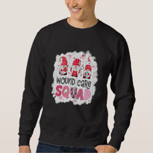 Womens Bleached Wound Care Squad Gnomies Nurse Hea Sweatshirt