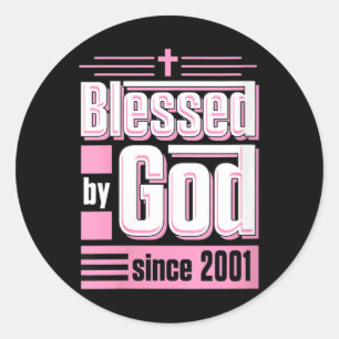 Womens Blessed3 Classic Round Sticker
