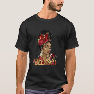 Womens Blessed Afro Women African American Black H T-Shirt