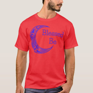 Womens Blessed Be Witch and Wiccan Moon  T-Shirt