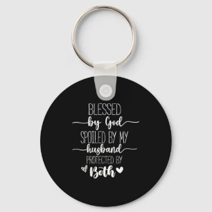 Womens blessed by god spoiled by husband christian key ring