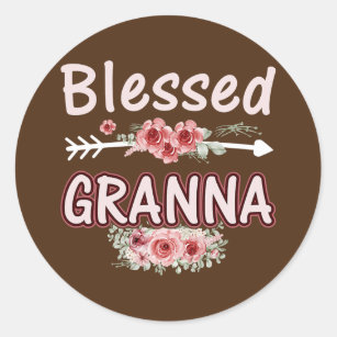 Womens Blessed Granna Floral Mum Grandma Xmas Classic Round Sticker