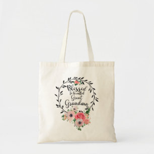 Womens Blessed Great Grandma Floral Grandma Decora Tote Bag