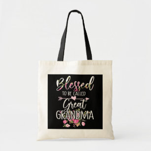 Womens Blessed Great Grandma Floral Mother's Day  Tote Bag