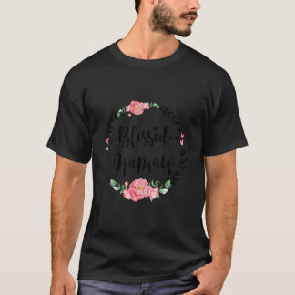 Womens Blessed Mamaw Cute Flower Mamaw Gift T-Shirt