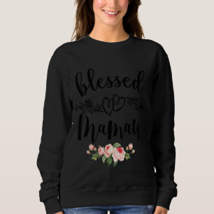 Womens Blessed Mamaw Cute Flower Mamaw Tee