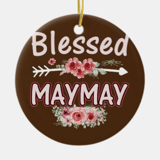 Womens Blessed Maymay Floral Mom Grandma Xmas Ceramic Tree Decoration