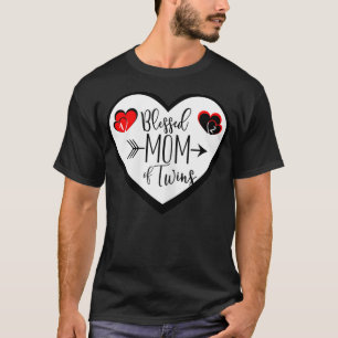 Womens Blessed Mum Of Twins Gift  T-Shirt