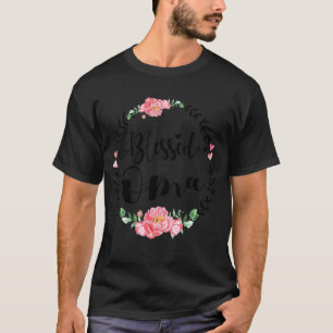 Womens Blessed Oma Cute Flower Oma T-Shirt