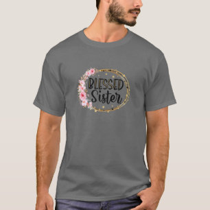 Womens Blessed Sister Flower Promoted To Grandma L T-Shirt