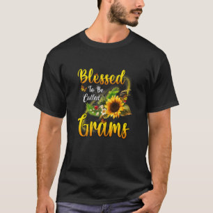 Womens Blessed To Be Called Grams Sunflower Mother T-Shirt