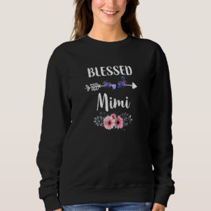 Womens Blessed To Be Called Mimi Flower Decor Mot Sweatshirt
