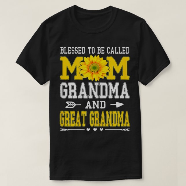 Womens Blessed To Be Called Mom Grandma Great Gran T-Shirt (Design Front)