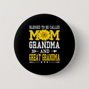 Womens blessed to be called mum grandma great 6 cm round badge