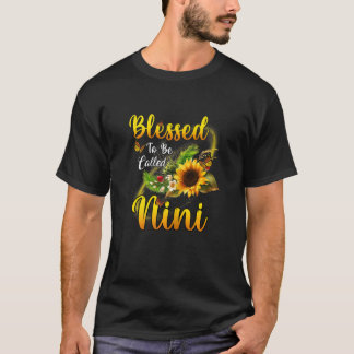 Womens Blessed To Be Called Nini Sunflower Mothers T-Shirt