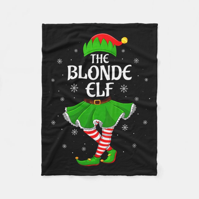 Womens Blonde Elf Christmas Family Girls Women Elf Fleece Blanket (Front)