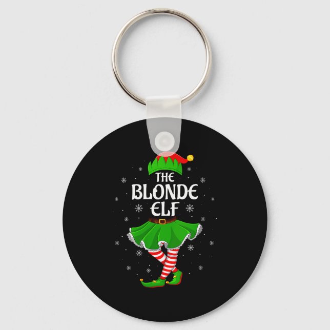 Womens Blonde Elf Christmas Family Girls Women Elf Key Ring (Front)