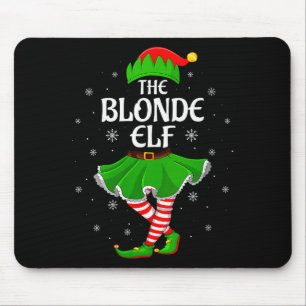 Womens Blonde Elf Christmas Family Girls Women Elf Mouse Mat