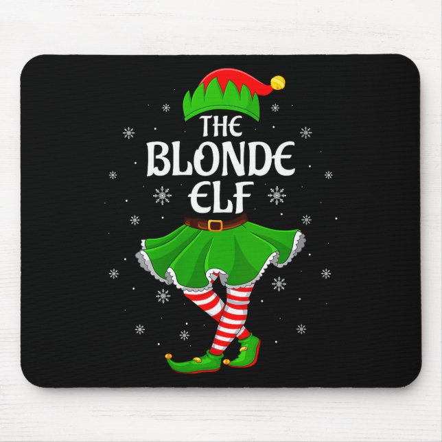 Womens Blonde Elf Christmas Family Girls Women Elf Mouse Mat (Front)